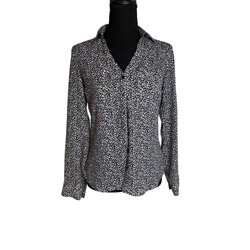 Express Portofino Black White Print Shirt XS